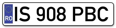 Placuta inmatriculare numar auto  IS-908-PBC, IS 908 PBC, IS908PBC