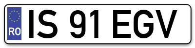 Placuta inmatriculare numar auto  IS-91-EGV, IS 91 EGV, IS91EGV