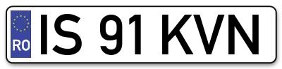 Placuta inmatriculare numar auto  IS-91-KVN, IS 91 KVN, IS91KVN