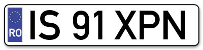 Placuta inmatriculare numar auto  IS-91-XPN, IS 91 XPN, IS91XPN