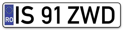 Placuta inmatriculare numar auto  IS-91-ZWD, IS 91 ZWD, IS91ZWD