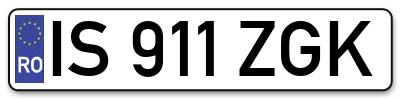 Placuta inmatriculare numar auto  IS-911-ZGK, IS 911 ZGK, IS911ZGK