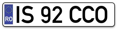 Placuta inmatriculare numar auto  IS-92-CCO, IS 92 CCO, IS92CCO
