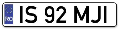 Placuta inmatriculare numar auto  IS-92-MJI, IS 92 MJI, IS92MJI