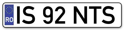 Placuta inmatriculare numar auto  IS-92-NTS, IS 92 NTS, IS92NTS