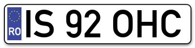 Placuta inmatriculare numar auto  IS-92-OHC, IS 92 OHC, IS92OHC