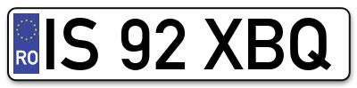 Placuta inmatriculare numar auto  IS-92-XBQ, IS 92 XBQ, IS92XBQ