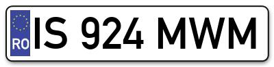 Placuta inmatriculare numar auto  IS-924-MWM, IS 924 MWM, IS924MWM