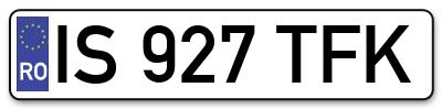 Placuta inmatriculare numar auto  IS-927-TFK, IS 927 TFK, IS927TFK