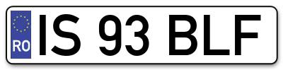 Placuta inmatriculare numar auto  IS-93-BLF, IS 93 BLF, IS93BLF