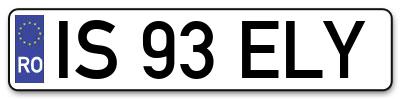 Placuta inmatriculare numar auto  IS-93-ELY, IS 93 ELY, IS93ELY