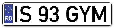 Placuta inmatriculare numar auto  IS-93-GYM, IS 93 GYM, IS93GYM