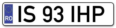 Placuta inmatriculare numar auto  IS-93-IHP, IS 93 IHP, IS93IHP