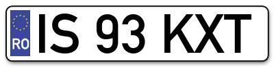 Placuta inmatriculare numar auto  IS-93-KXT, IS 93 KXT, IS93KXT