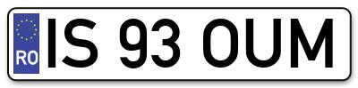Placuta inmatriculare numar auto  IS-93-OUM, IS 93 OUM, IS93OUM