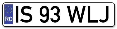 Placuta inmatriculare numar auto  IS-93-WLJ, IS 93 WLJ, IS93WLJ