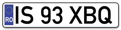 Placuta inmatriculare numar auto  IS-93-XBQ, IS 93 XBQ, IS93XBQ