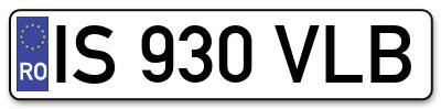 Placuta inmatriculare numar auto  IS-930-VLB, IS 930 VLB, IS930VLB