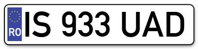 Placuta inmatriculare numar auto  IS-933-UAD, IS 933 UAD, IS933UAD