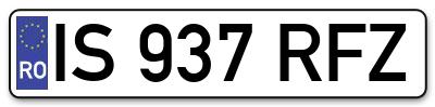 Placuta inmatriculare numar auto  IS-937-RFZ, IS 937 RFZ, IS937RFZ