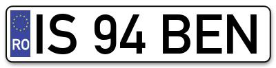 Placuta inmatriculare numar auto  IS-94-BEN, IS 94 BEN, IS94BEN