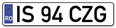 Placuta inmatriculare numar auto  IS-94-CZG, IS 94 CZG, IS94CZG