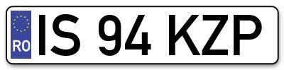 Placuta inmatriculare numar auto  IS-94-KZP, IS 94 KZP, IS94KZP