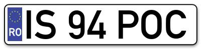 Placuta inmatriculare numar auto  IS-94-POC, IS 94 POC, IS94POC