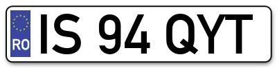 Placuta inmatriculare numar auto  IS-94-QYT, IS 94 QYT, IS94QYT