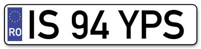Placuta inmatriculare numar auto  IS-94-YPS, IS 94 YPS, IS94YPS