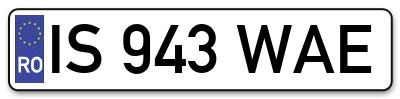 Placuta inmatriculare numar auto  IS-943-WAE, IS 943 WAE, IS943WAE
