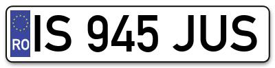 Placuta inmatriculare numar auto  IS-945-JUS, IS 945 JUS, IS945JUS