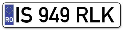 Placuta inmatriculare numar auto  IS-949-RLK, IS 949 RLK, IS949RLK