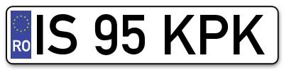 Placuta inmatriculare numar auto  IS-95-KPK, IS 95 KPK, IS95KPK
