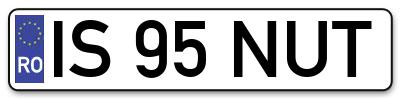 Placuta inmatriculare numar auto  IS-95-NUT, IS 95 NUT, IS95NUT