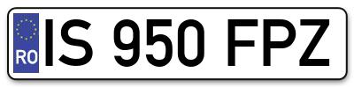 Placuta inmatriculare numar auto  IS-950-FPZ, IS 950 FPZ, IS950FPZ