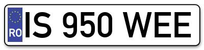 Placuta inmatriculare numar auto  IS-950-WEE, IS 950 WEE, IS950WEE