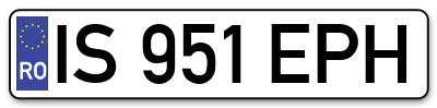 Placuta inmatriculare numar auto  IS-951-EPH, IS 951 EPH, IS951EPH