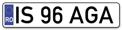 Placuta inmatriculare numar auto  IS-96-AGA, IS 96 AGA, IS96AGA