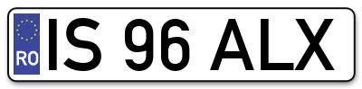 Placuta inmatriculare numar auto  IS-96-ALX, IS 96 ALX, IS96ALX