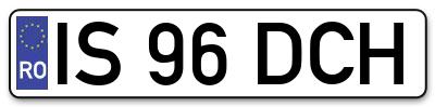 Placuta inmatriculare numar auto  IS-96-DCH, IS 96 DCH, IS96DCH