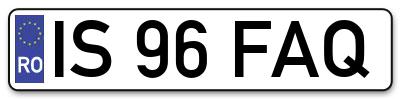Placuta inmatriculare numar auto  IS-96-FAQ, IS 96 FAQ, IS96FAQ