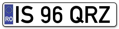 Placuta inmatriculare numar auto  IS-96-QRZ, IS 96 QRZ, IS96QRZ