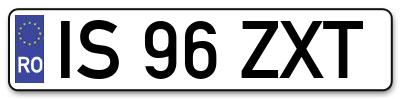 Placuta inmatriculare numar auto  IS-96-ZXT, IS 96 ZXT, IS96ZXT