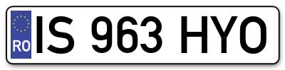 Placuta inmatriculare numar auto  IS-963-HYO, IS 963 HYO, IS963HYO