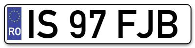 Placuta inmatriculare numar auto  IS-97-FJB, IS 97 FJB, IS97FJB