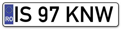 Placuta inmatriculare numar auto  IS-97-KNW, IS 97 KNW, IS97KNW
