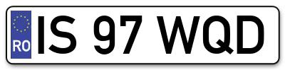 Placuta inmatriculare numar auto  IS-97-WQD, IS 97 WQD, IS97WQD