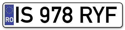 Placuta inmatriculare numar auto  IS-978-RYF, IS 978 RYF, IS978RYF