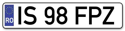 Placuta inmatriculare numar auto  IS-98-FPZ, IS 98 FPZ, IS98FPZ